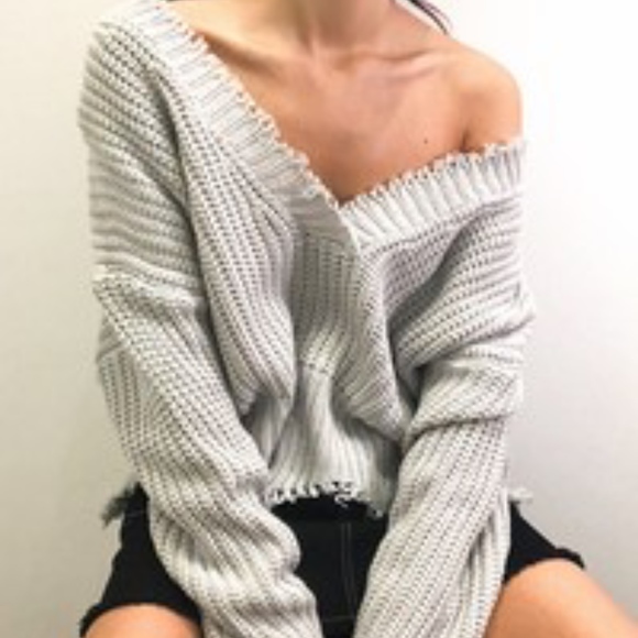 Sweaters - New Grey V-Neck Sweater